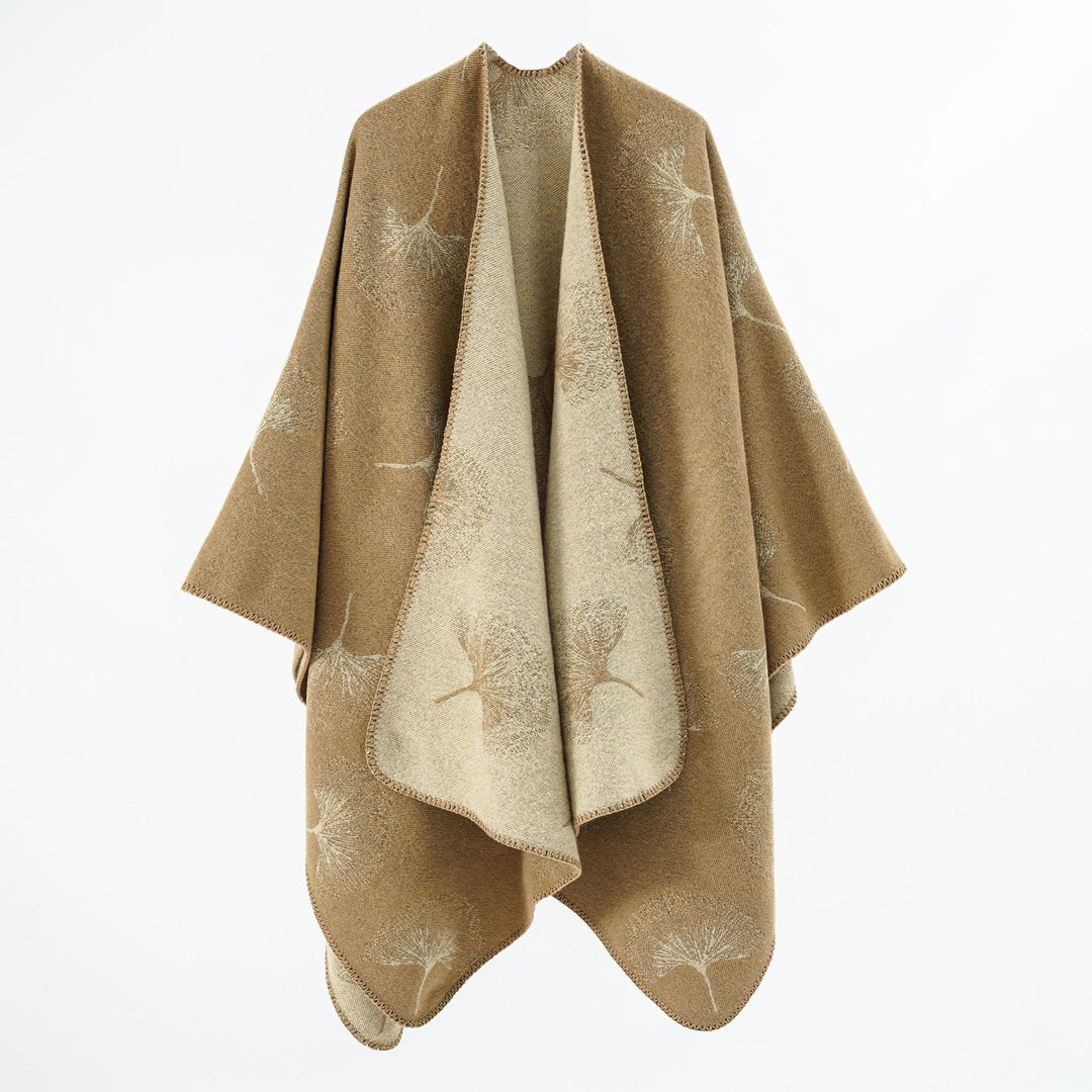 Damen Oversize‑Wickelcape aus jacquardgestricktem Wollmix mit Pusteblumenmuster Echo Archiv