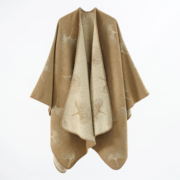 Damen Oversize‑Wickelcape aus jacquardgestricktem Wollmix mit Pusteblumenmuster Echo Archiv
