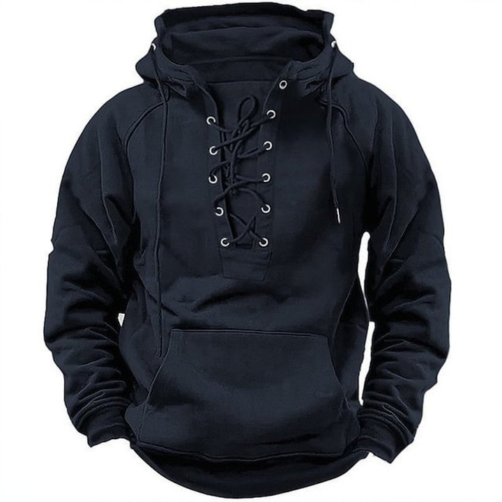 Herren Kapuzensweatshirt mit modischer Schnürung und weichem Innenfutter Echoarchiv