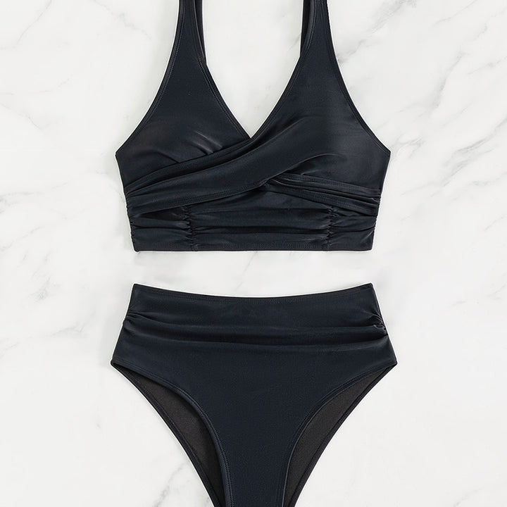 Damen Hoch geschnittenes Bikini-Set mit Wickeloberteil und figurformen Details Echo Archiv