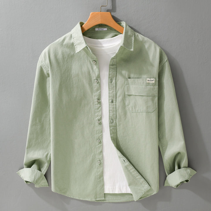 Herren Leichtes Baumwoll-Overshirt mit Kentkragen, Brusttasche und Relaxed-Fit Echoarchiv