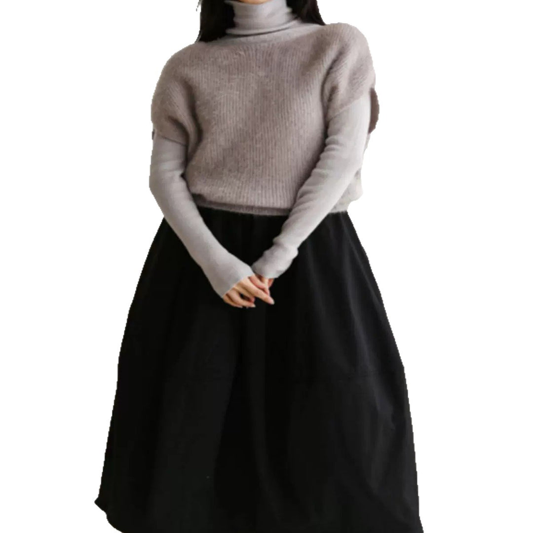 Damen Langer Voluminöser Maxi-Rock mit weitem Saum und elastischem Bund Echoarchiv