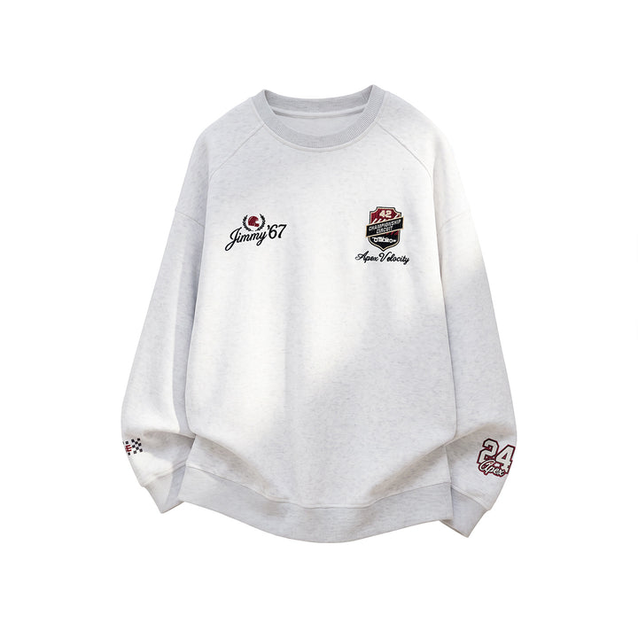 Unisex Oversize-Sweatshirt mit Rennsport-Stickereien und Raglanärmeln Echo Archiv