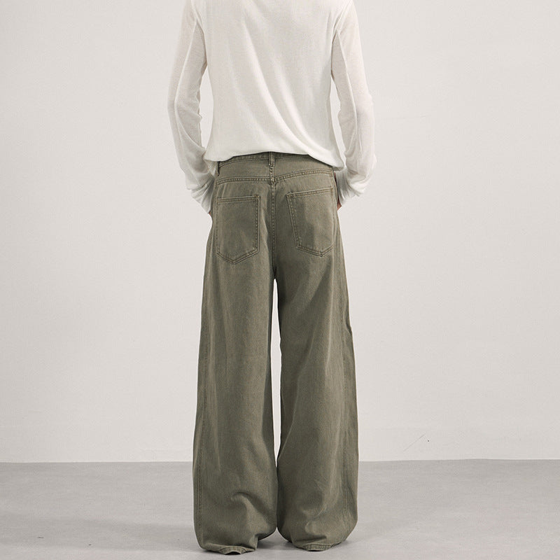 Damen Extraweite Twill‑Palazzohose mit tiefem Schritt und dekorativen Nahtpaneelen Echo Archiv