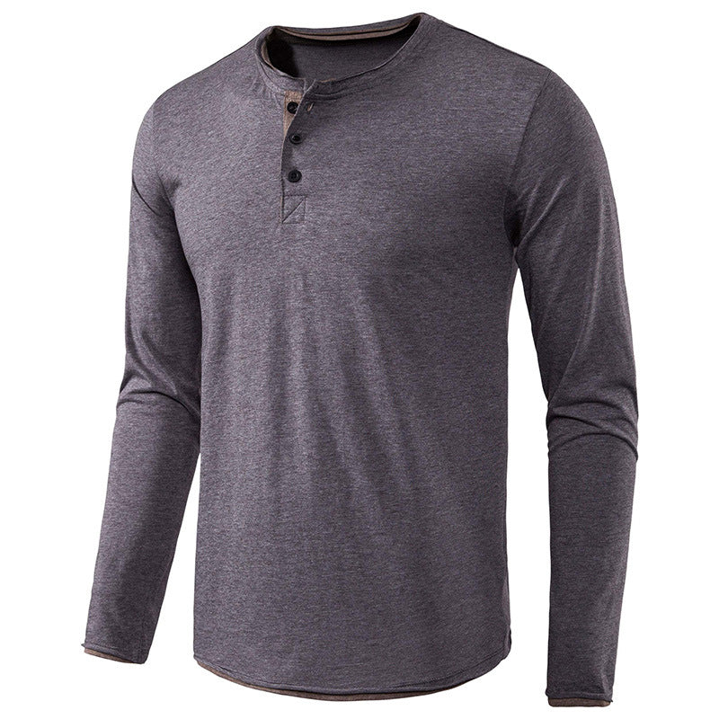 Herren Langarm-Henley Shirt mit stylishen Kontrastknöpfen und modernem Schnitt Echoarchiv