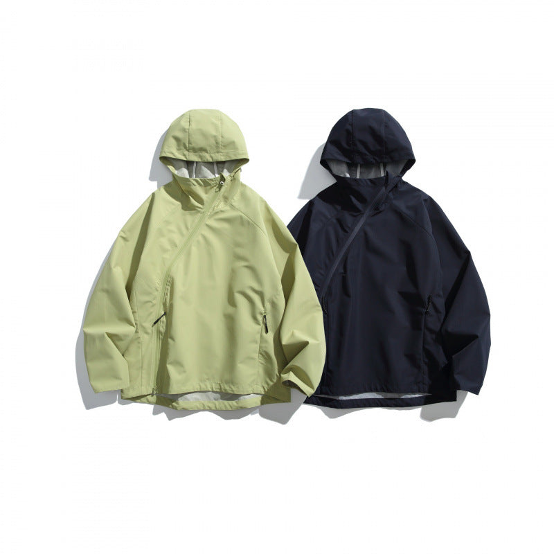 Unisex Leichte Tech-Regenjacke mit asymmetrischem Reißverschluss Echo Archiv