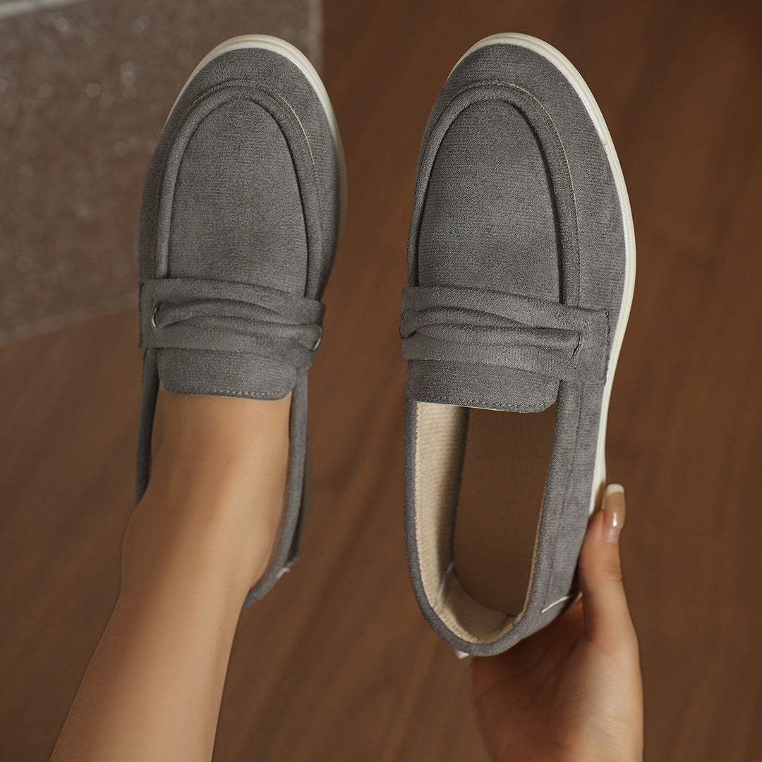 Damen Slip-On-Loafer aus Veloursimitat mit gepolstertem Fußbett Echo Archiv