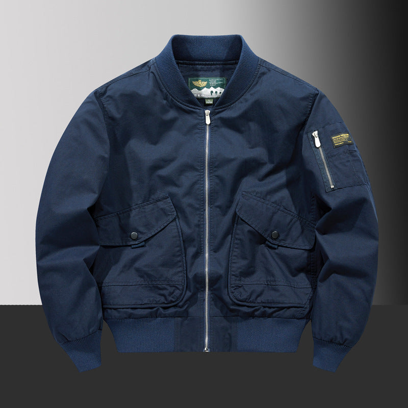Herren Kurzschnitt Utility-Bomberjacke mit Cargo-Pattentaschen und Ärmelfach – Brevano