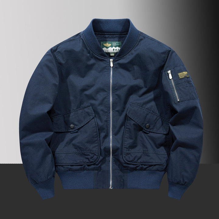 Herren Kurzschnitt Utility-Bomberjacke mit Cargo-Pattentaschen und Ärmelfach – Brevano
