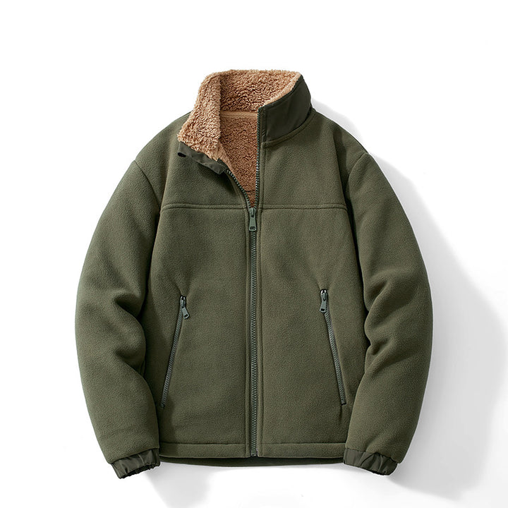 Herren Teddygefütterte Fleecejacke mit Stehkragen, Reißverschluss und Thermo-Innenfutter Echoarchiv