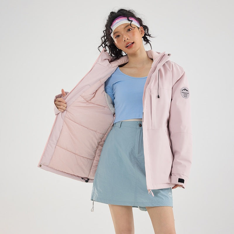 Damen Wattierte Winterjacke mit Kapuze, wasserabweisend und winddicht Echoarchiv