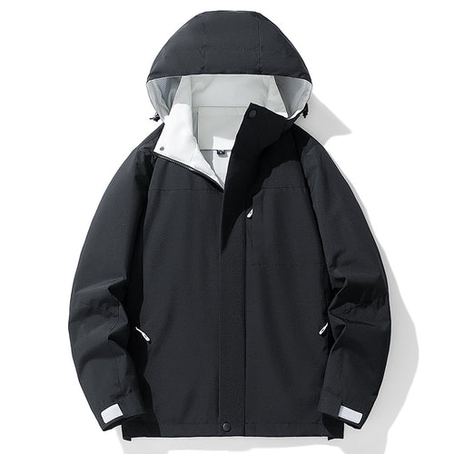 Herren Wasserdichte dreilagige Outdoorjacke mit Kapuze, atmungsaktivem Meshfutter und verstellbaren Bündchen – Taviero