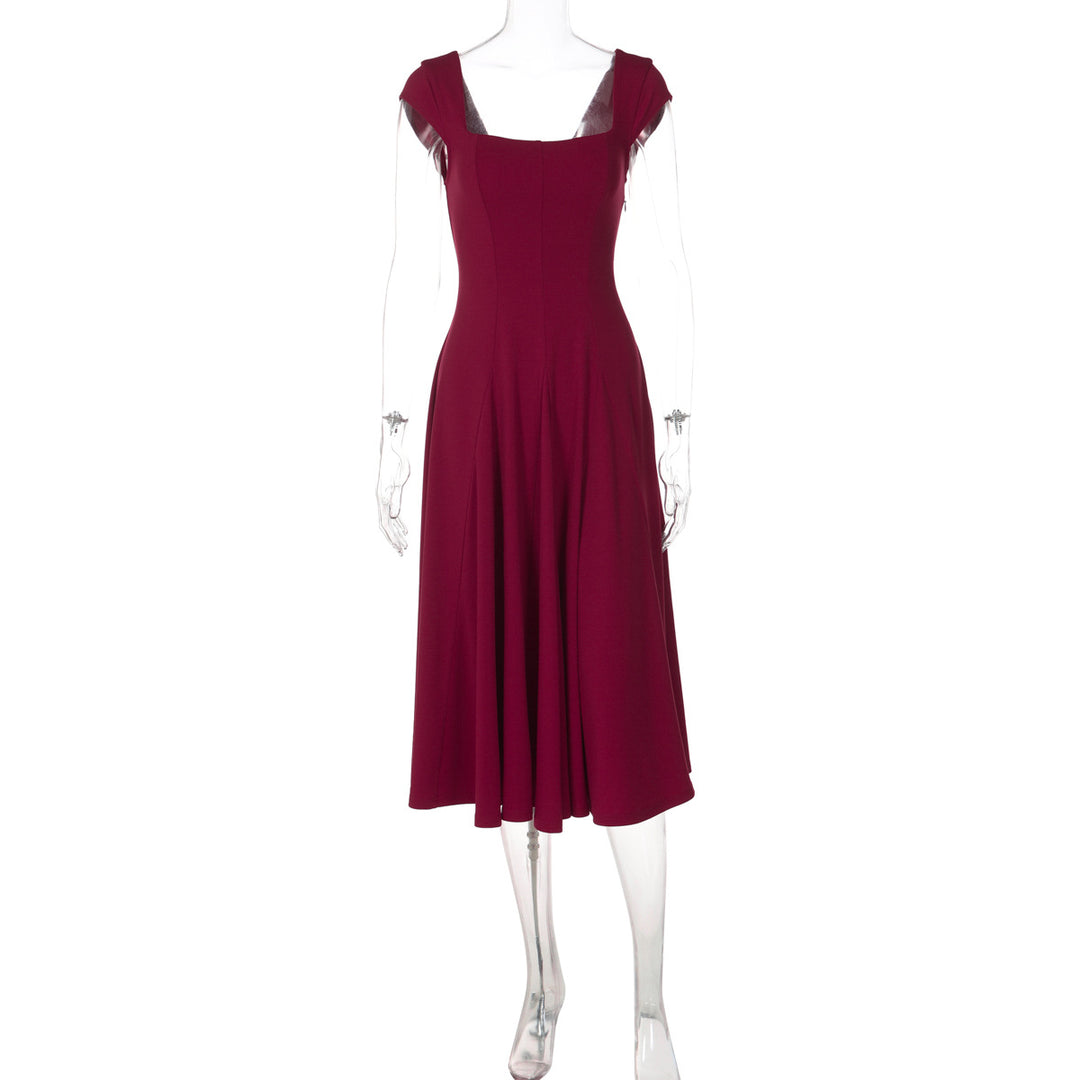 Damen Elegantes Maxikleid mit quadratischem Ausschnitt und fließendem Rock Echo Archiv