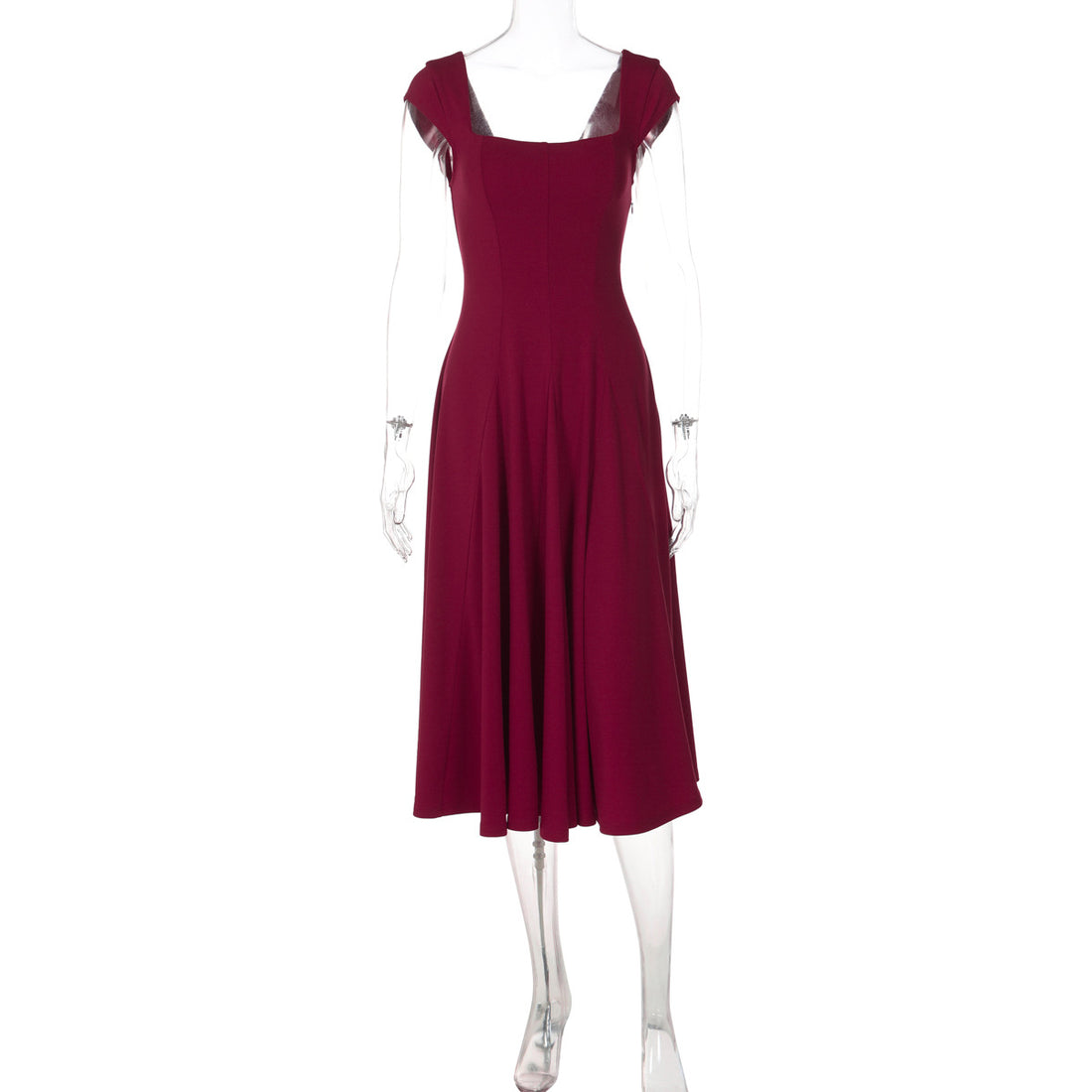 Damen Elegantes Maxikleid mit quadratischem Ausschnitt und fließendem Rock – Valéora
