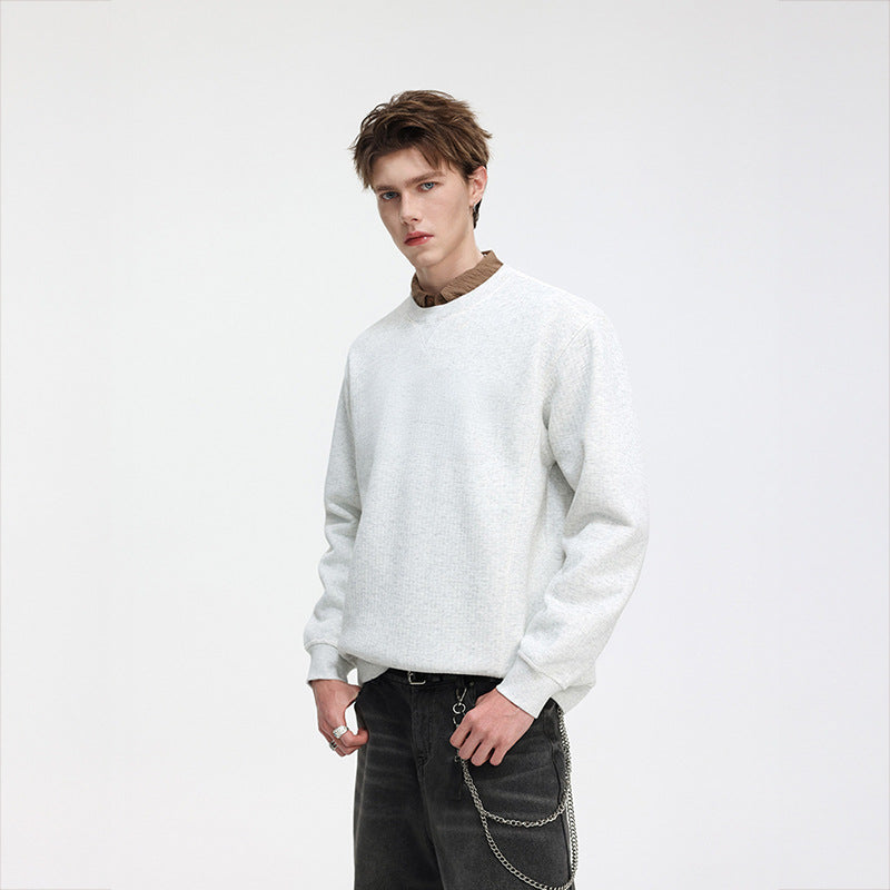 Herren Oversize Waffelstrick-Sweatshirt mit Rundhals, verlängertem Rückensaum und gerippten Bündchen Echo Archiv
