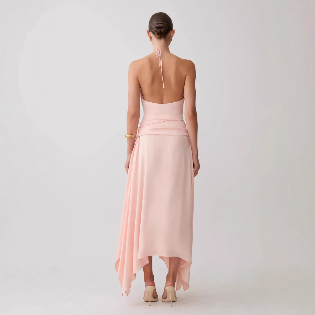 Damen Elegantes Wickelkleid mit tiefem V-Ausschnitt und asymmetrischem Saum Echo Archiv
