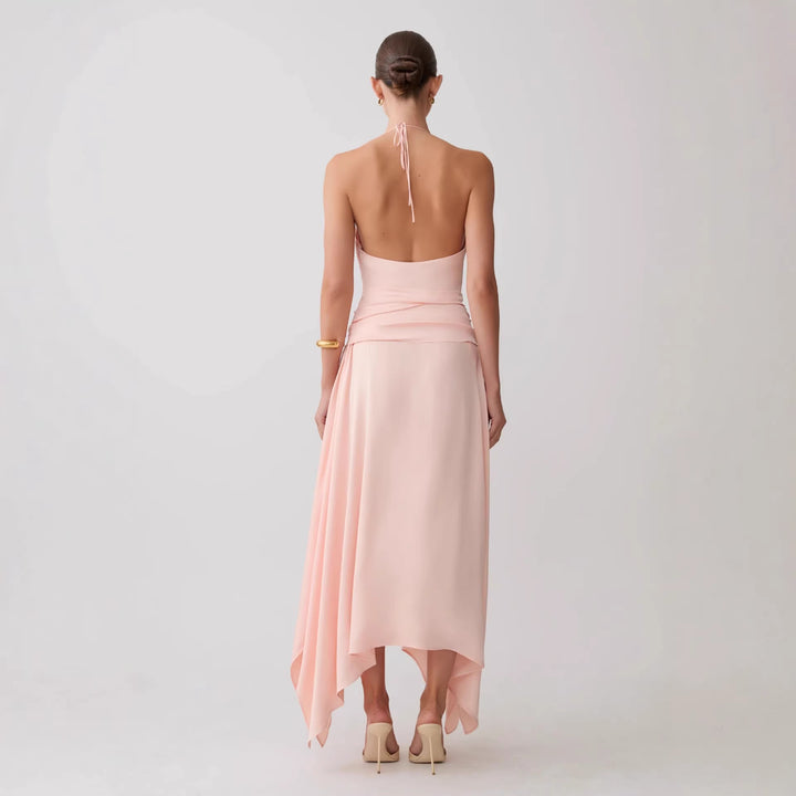 Damen Elegantes Wickelkleid mit tiefem V-Ausschnitt und asymmetrischem Saum Echo Archiv