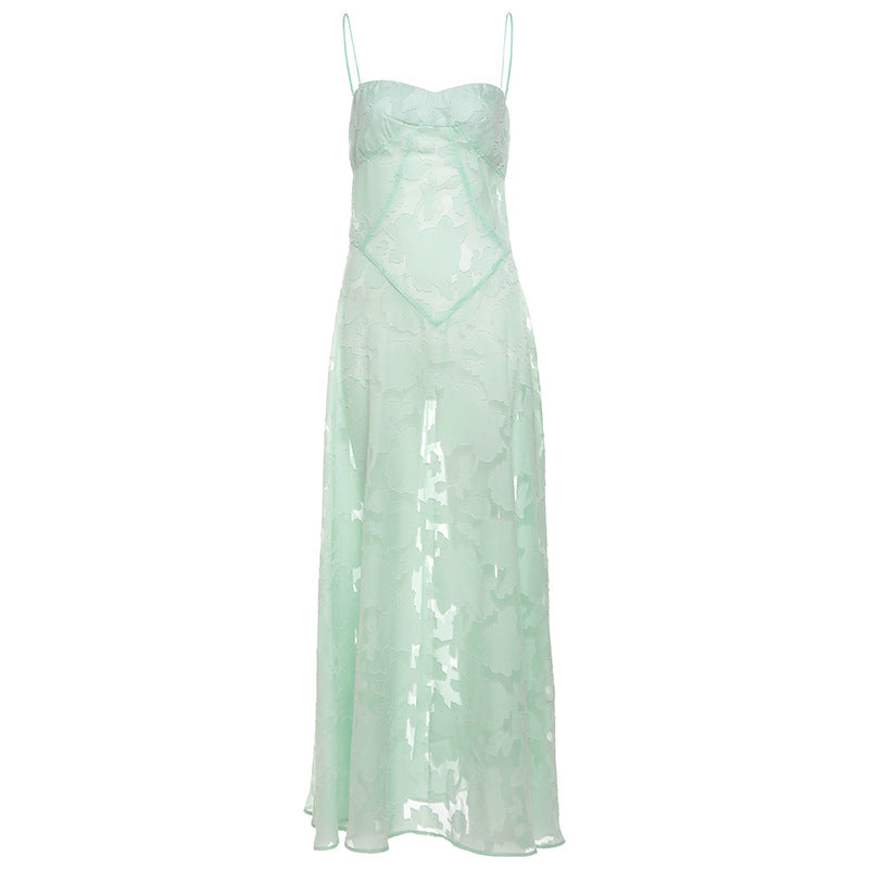 Damen Maxikleid mit transparentem Oberteil und feinem Spitzenmuster Echo Archiv