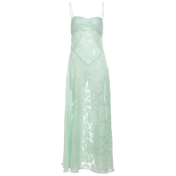 Damen Maxikleid mit transparentem Oberteil und feinem Spitzenmuster Echo Archiv