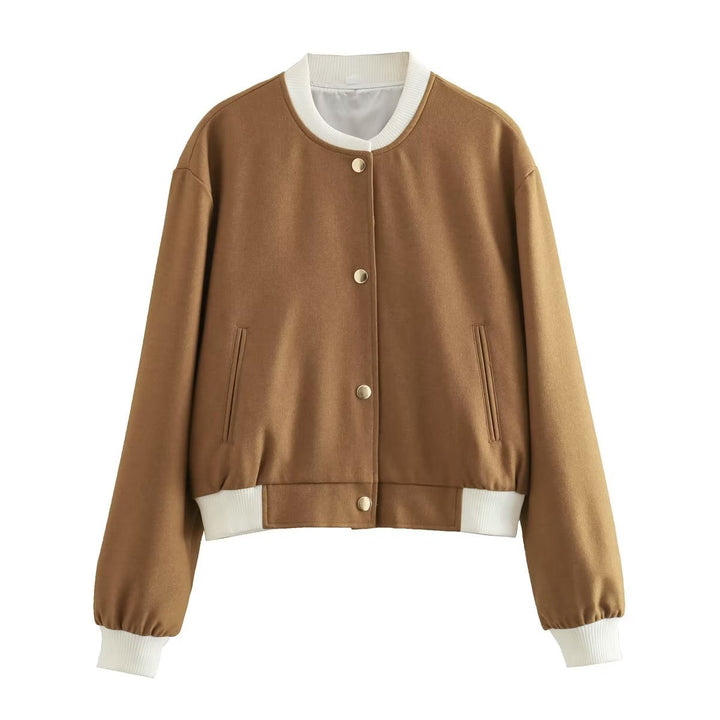 Damen nan cropped College-Bomber mit kontrastbündchen, verdeckter Druckknopfleiste und Leistentaschen Echo Archiv