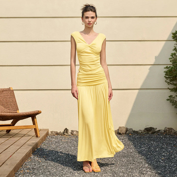 Damen Langarm-Maxikleid mit drapierten Details Echo Archiv