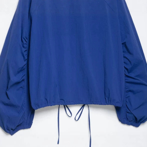 Damen Kurz geschnittene Wollmix-Jacke mit Stehkragen, Reißverschluss und Ballonärmeln Echo Archiv