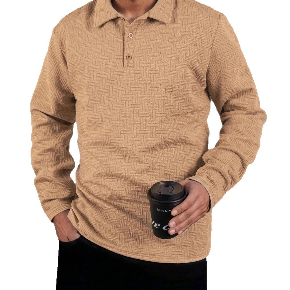 Herren Langarm-Polohemd mit strukturiertem Design Echoarchiv