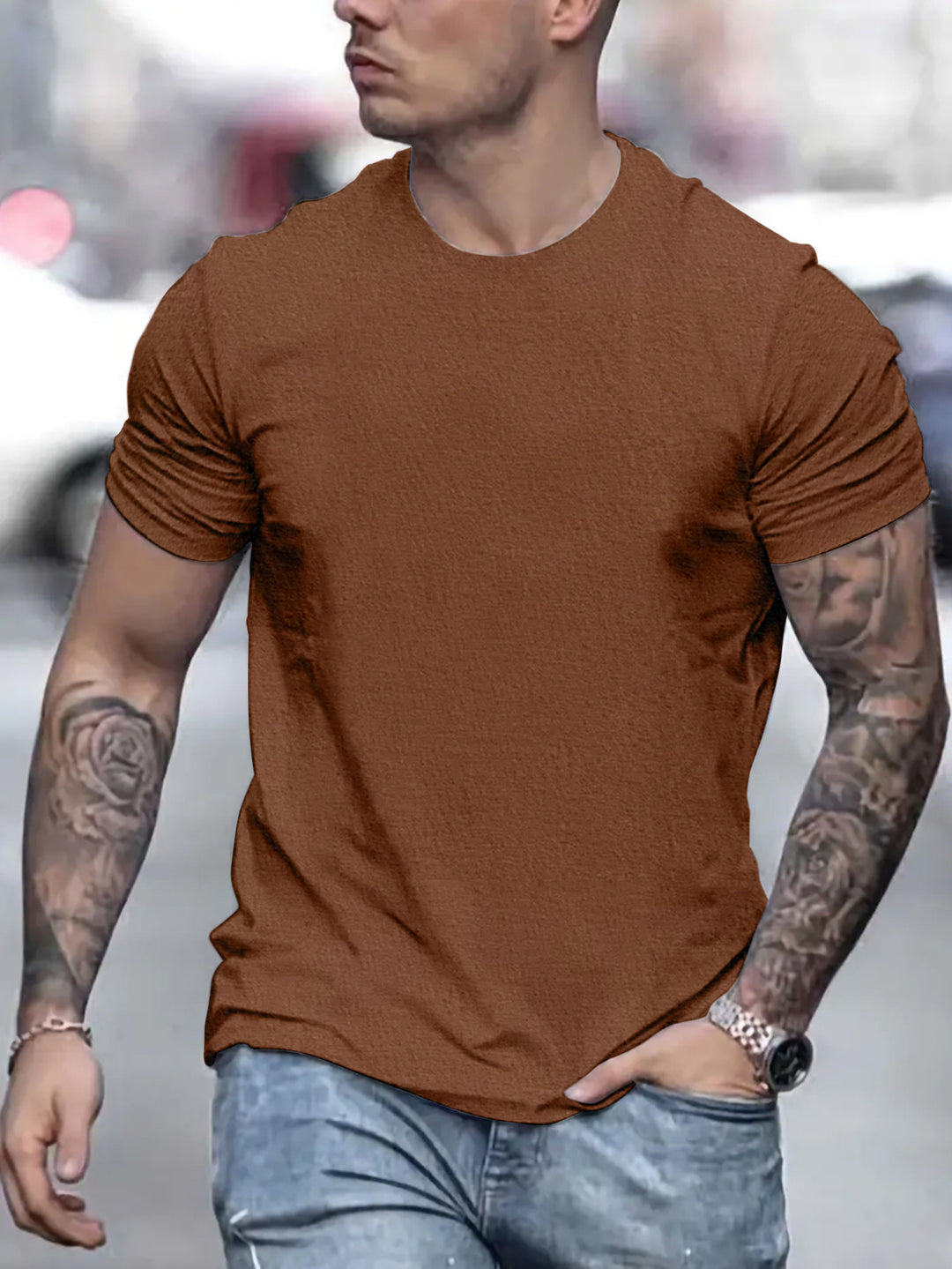 Herren lässiges T-Shirt mit strukturierter Oberfläche und bequemem Schnitt Echoarchiv