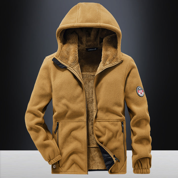 Herren Kapuzen-Fleecejacke mit Teddy-Innenfutter und Reißverschlusstaschen – Taviero