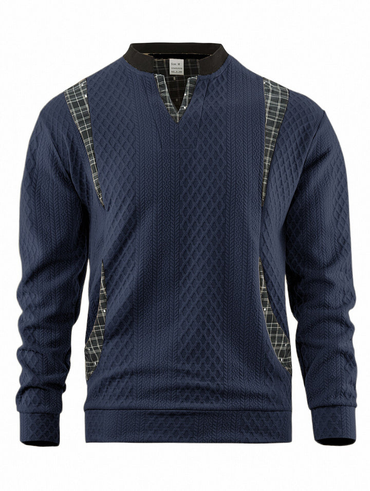 Herren Strickpullover mit modischen Karoelementen Echoarchiv