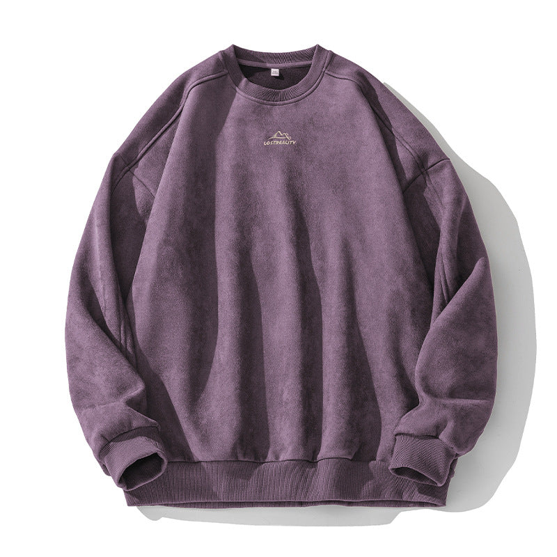 Unisex Oversize Rundhals-Sweatshirt mit minimalistischer Bergstickerei Echo Archiv