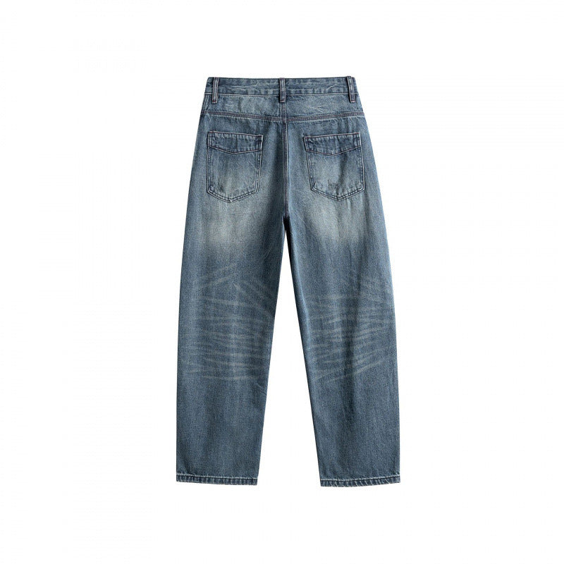Herren Locker geschnittene Jeans mit hohem Bund und Used-Fade Echo Archiv