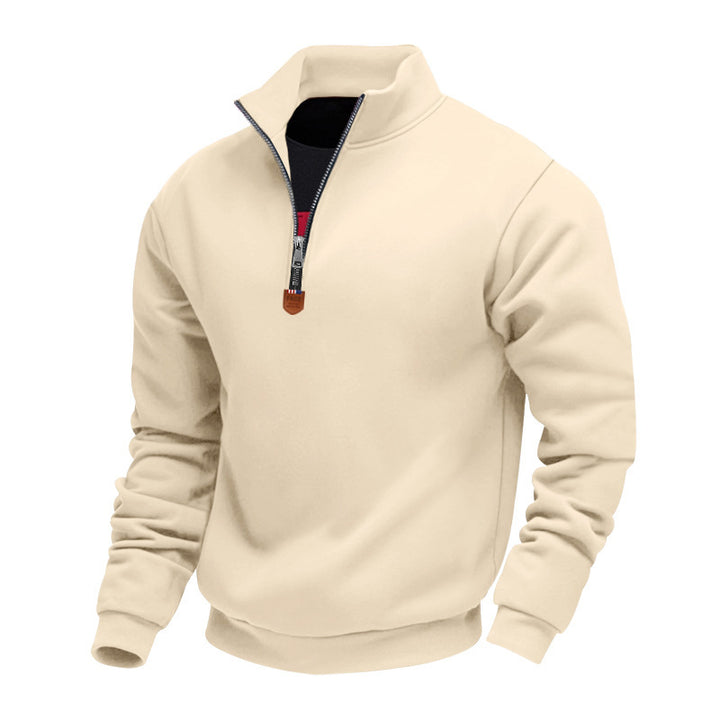 Herren nan Premium-Halbzip-Sweatshirt mit hohem Stehkragen, robustem Reißverschluss und geripptem Saum Echo Archiv