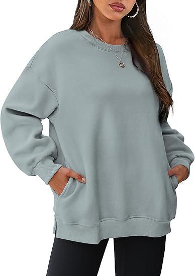 Damen nan lässiger Oversize-Sweatpullover mit seitlichen Eingrifftaschen, geripptem Saum und überschnittener Schulter Echo Archiv