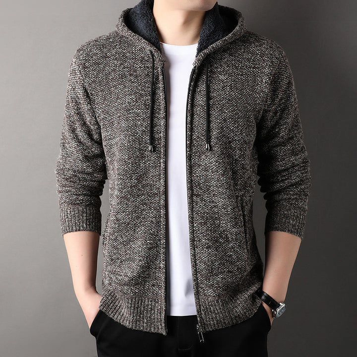 Herren modische Strickjacke mit Kapuze und weich gefüttertem Innenfutter Echoarchiv