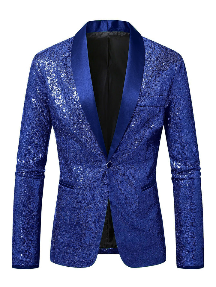 Herren Funkelnder Paillettenblazer mit modernem Schnitt Echoarchiv