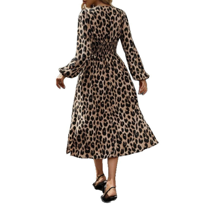 Damen Midikleid mit taillierter Raffung, V-Ausschnitt und A-Linie – Élara