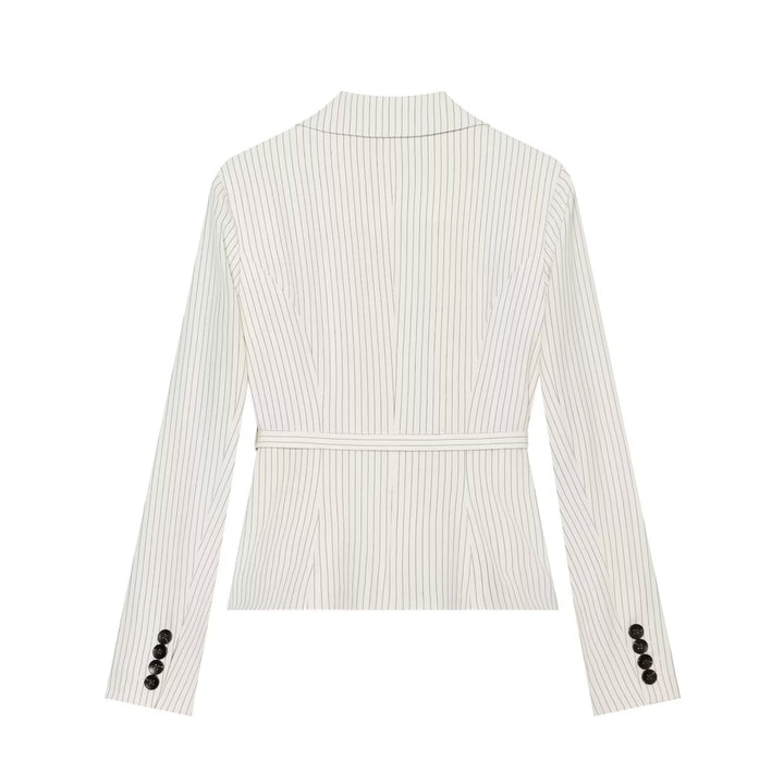 Damen Taillierter Nadelstreifen-Blazer mit Gürtel und Dreiknopfverschluss Echo Archiv