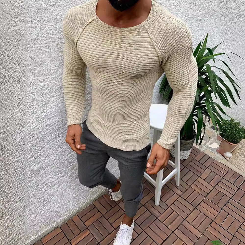 Herren stylisches gestreiftes Langarmshirt Echoarchiv