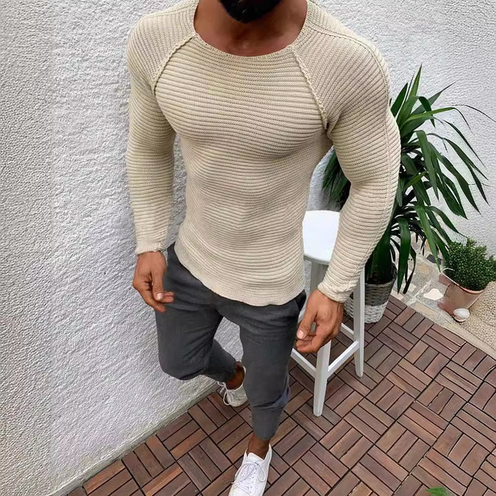 Herren stylisches gestreiftes Langarmshirt Echoarchiv