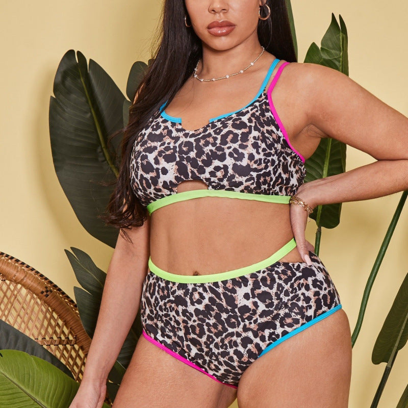 Damen Hochgeschnittener Triangel-Bikini mit modischem Animal-Print und sportlichem Design Echo Archiv