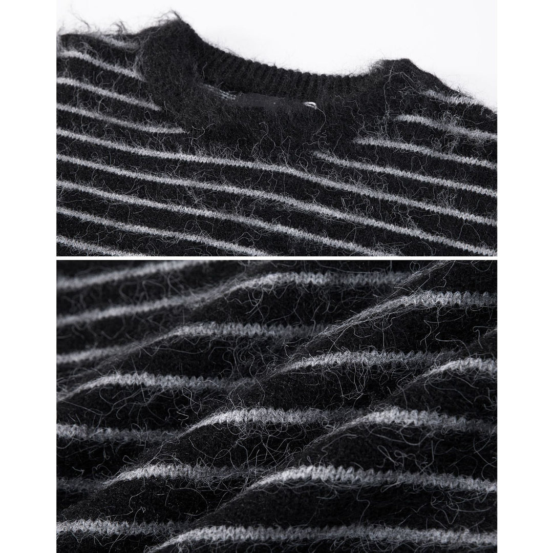 Damen Lässiger Strickpullover mit Streifen Echoarchiv