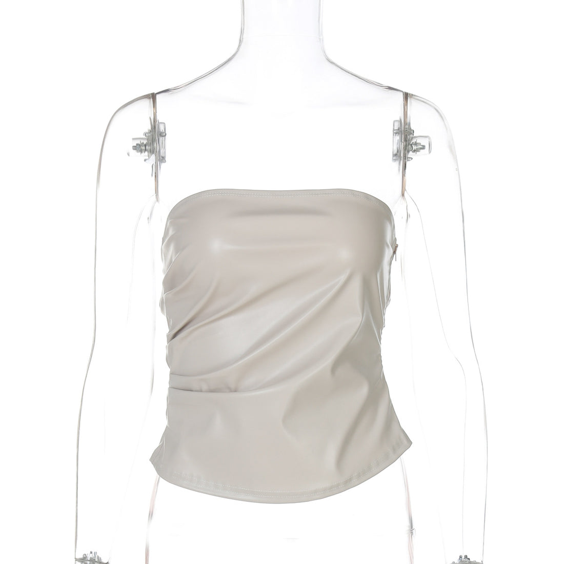 Damen ärmelloses Satin-Top mit elegantem Raffungselement – Orélia