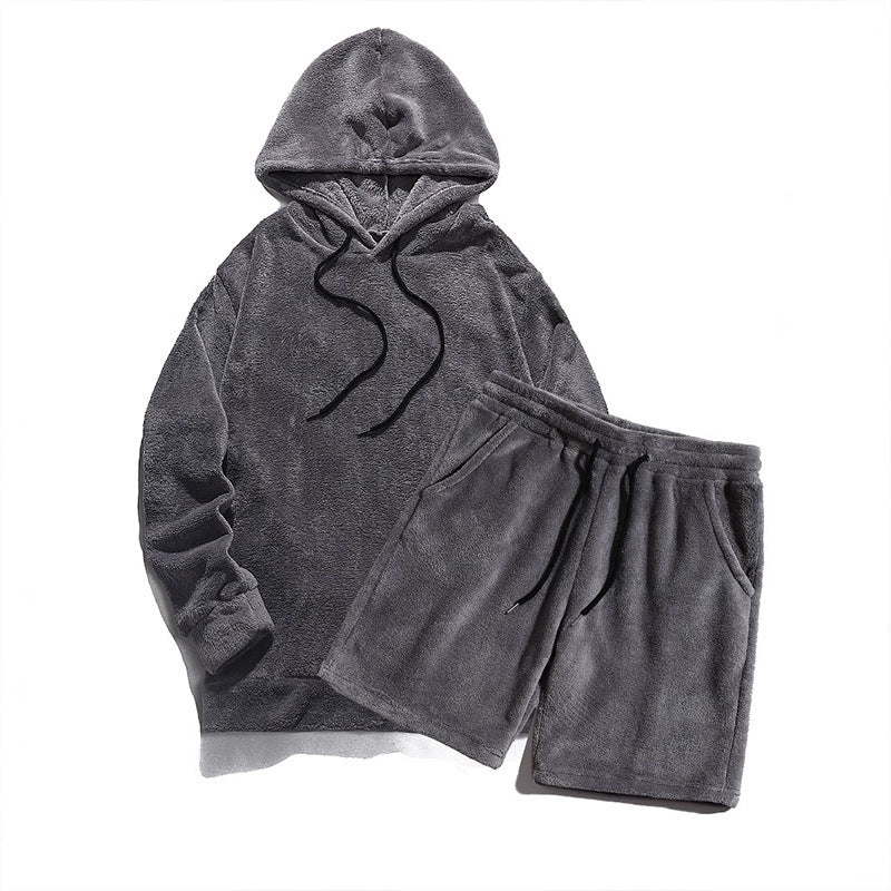 Herren Kuscheliges Hoodie-Shorts-Set Echoarchiv