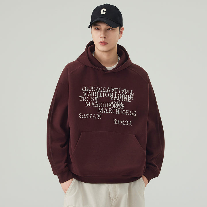 Herren Oversize Kapuzenpullover mit Statement-Print und Kängurutasche Echoarchiv