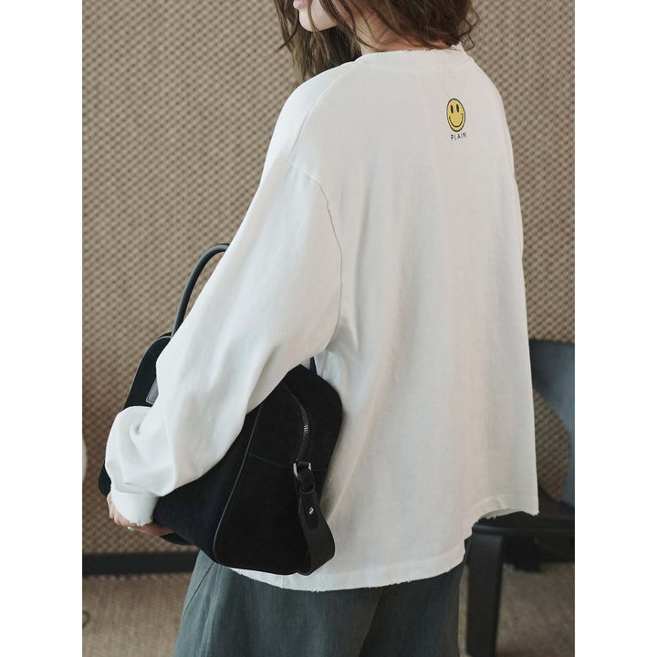 Damen Boxy‑Sweatshirt mit rohem Kantenbesatz und überschnittener Schulter Echoarchiv