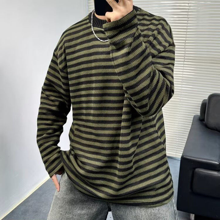 Herren Lässiger Strickpullover mit Modischem Streifenmuster Echoarchiv