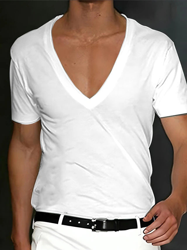 Herren V-Ausschnitt T-Shirt mit figurschmeichelndem Schnitt und hochwertigen Stoffen Echoarchiv