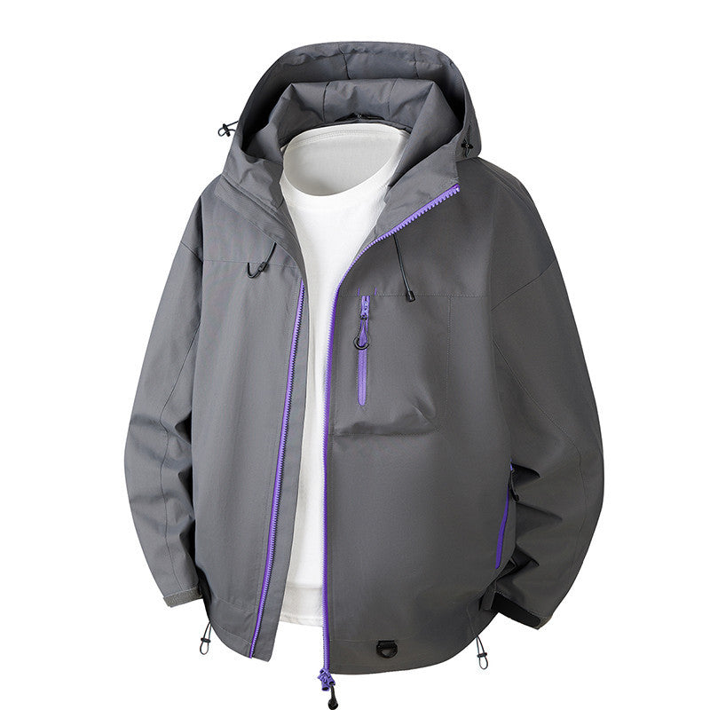 Herren Urbane Schutz-Softshelljacke mit verstellbarer Kapuze, Kontrast-Reißverschlüssen und Brusttasche Echo Archiv