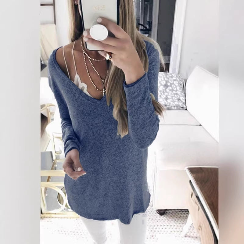 Damen feinstrick Tunika mit tiefem V-Ausschnitt und lässigem Oversized-Schnitt Echoarchiv